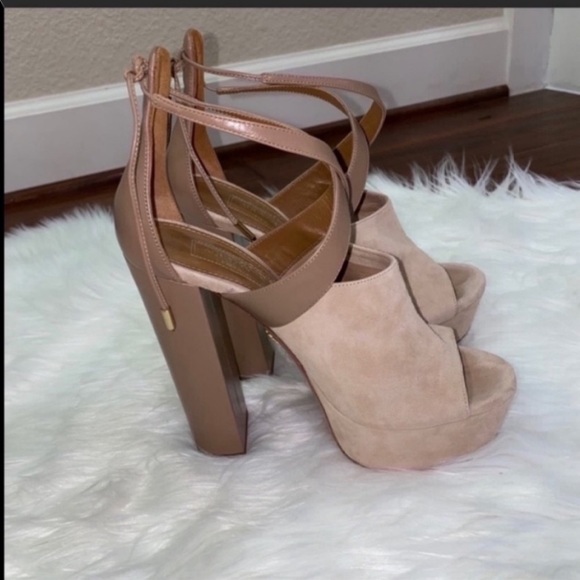 Aquazzura Shoes - Aquazzura Kaya Plateau Suede Sandal Size 6 Euro 36